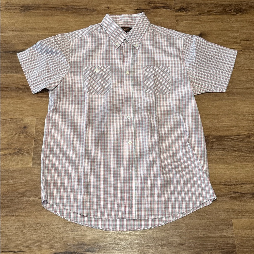 Men's Ben Sherman Multicolor Plaid Button Down Short Sleeve Shirt. Size XL